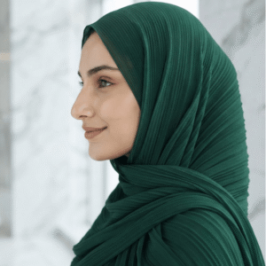 Emerald Elegance Pleated Chiffon Hijab