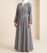 Subtle Pleat Grey Premium Abaya