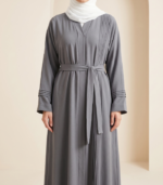 Subtle Pleat Grey Premium Abaya