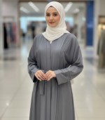 Subtle Pleat Grey Premium Abaya