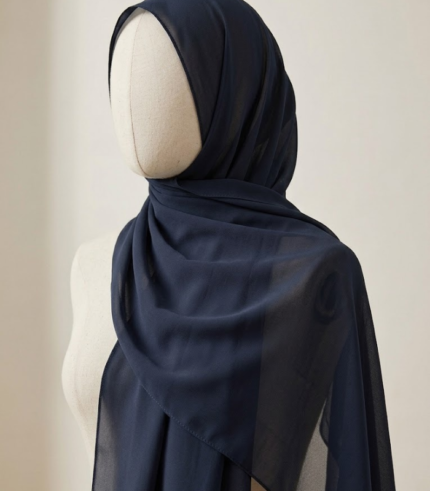 Midnight Navy Chiffon Hijab