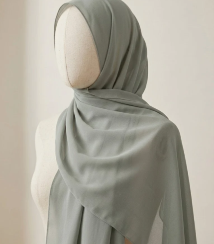 Sage Gray Chiffon Hijab